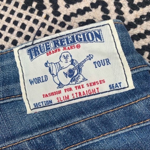 NWT True Religion Cut Off Slim Straight Jeans size 24 - Picture 5 of 8